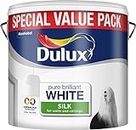 Dulux Silk Smooth and Creamy Emulsion Paint for Use on Walls/Ceilings, 6 L - Pure Brilliant White