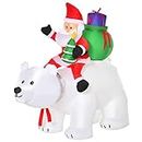 HOMCOM 6ft Christmas Inflatable Santa Claus Riding A Polar Bear with LED Lights, Blow-Up Outdoor LED Yard Display for Lawn, Garden, Party