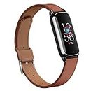 EverAct Compatible with Fitbit Luxe Band, Slim Leather Strap Adjustable Wristband Replacement Band for Fitbit Luxe Smart Watch for Women Men
