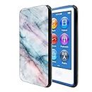 FINCIBO Case Compatible with Apple iPod Nano 7 (7th Generation), Flexible TPU Soft Gel Skin Protector Cover Case for iPod Nano 7 - Purple Green Pink Marble