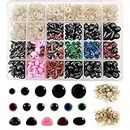600PCS Colorful Safety Eyes and Noses with Washers for Amigurumi Crafts, Assorted Sizes Plastic Doll Eyes and Noses for Plush Doll Animal Teddy Bear Making (Ø 6~14mm)