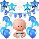 Baby Shower Garçon Fête de Naissance. It’s a Boy Banderole C’est Un Garcon Banniere +1 XXL Baby Boy Bébé Garçon Petit Garçon Ballon Aluminium +5 Ballons Aluminium Etoiles +12 Ballons Nacrés