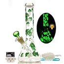 Glass Bong with Tornado percolate,Green Water Bongs with 14.5mm Bong Bowl Height 26cm Weight 400g Glass Pipe for Smoking Hookah Glass Bongs Oil Rig Smoking Pipe (Glasbong)