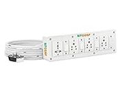 Bitcorp Extension Board 6A 10A 13A Muti Pin 4 Socket 4 Switch (2000W) with Surge Protector 5 Meter Long Cable Cord for Heavy Duty Home Kitchen Office Outdoor Indoor Appliances (White)