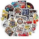 50 PCS Laptop Sticker Hot Rod Classic Car Theme Stickers Waterproof Vinyl Scrapbook Stickers Car Motorcycle Bicycle Luggage Decal (Hot Rod Classic Car)