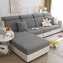 Housses de coussin de canapé universelles et extensible, housse en forme de L, housse protectrice pour canapé et fauteuil (gris motif blé)