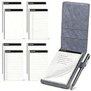 WEMATE PU Leather Notepad Holder Set - 10 Mini Pocket Notepads with Refills and Metal Ballpoint Pen for Meetings, Daily Records, and Notes Grey