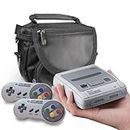 Orzly SNES Mini Travel Bag for Super Nintendo Mini Classic Edition (New 2017 Model Mini Version of Super NES) - Fits Console + Cable + 2 Controllers - Includes Shoulder Strap + Carry Handle - Black