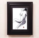 Original Nude Figure By Vital Ink wash painting impressionist  . A5 signed 