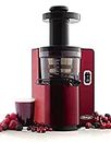 Omega Juicers VSJ843QR Vertical Slow Masticating Juicer Makes Continuous Fresh Fruit and Vegetable Juice at 43 Revolutions per Minute Features Compact Design Automatic Pulp Ejection, 150-Watt, Red