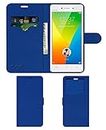 ACM Leather Window Flip Wallet Front & Back Case Compatible with Vivo Y51l Mobile Cover Blue