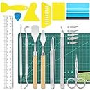 ImnBest 19 Pieces Vinyl Weeding Tools Stainless Steel Plotter Accessories HTV + 1 Piece A5 Cutting mat, DIY Craft Tool Set, Cameos, Lettering, Including Weeding Hooks, Tweezers