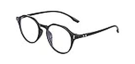 Ted Smith Unisex Full Rim Round Computer Glasses With Blue Light Protection -(50), Black (TSI-8872_BLK)
