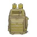 3nh® Tactical chest bag, sports outdoor equipment backpack, single shoulder and double shoulder integrated pole bag, crossbody lure bag-Wolf brown