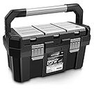 Anyyion 17-Inch Tool box with Removable Tray with Stainless Steel Dual Lock Secured,Small Parts Box, Metal Handle is Truly Rugged（17In）