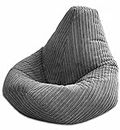 Jumbo Cord Beanbag Chair, Large Bean Bags in Plush High back Beanbags, Lounger, Recliner Highback (Grey)