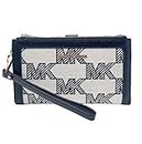 Michael Kors Jet Set Travel Large Double Zip Wallet Graphic Logo MK Beige Black, Black, Wallet Double Zip