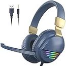 ELCTHUNDER Gaming Headset for Xbox One, PS5, PS4, PC Kids Headphones for School Over-Ear Wired Headphones with Microphone Gaming Headphones with RGB Light