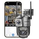 Conbre Double 4G 3MP Dual Lens SIM Based Outdoor Wireless Smart CCTV Camera | Ultra HD View | Double Side View | Two Way Talk | Motion Detection | Night Vision |Support Upto 128gb sd Card