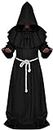 Très Chic Mailanda Medieval Monk Robe Renaissance Priest Cape Hooded Friar Cloak Costume Halloween (XXL, Black)