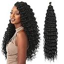 22 Inch 3 Packs Deep Twist Crochet Hair Ocean Wave Curly Bohemian Crochet Braids Deep Wave Hair Bundles Synthetic Hair Extensions for Women Girls