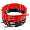 MMOBIEL 14 AWG Electrical Silicone Wire - 14 Gauge (2,08mm²) Tinned Copper Cable - 2 Separate Wires Red & Black Each 2,5 m / 8.2 ft for RC, Drones, 3D Printers, Batteries, Speaker Wires, Led Strips