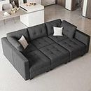 Belffin Sectional Sleeper Sofa Modular Sofa Bed 6 Seat Sleeper Couch Set with Storage Modular Sectional Couch for Living Room Dark Grey
