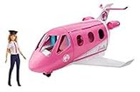 Barbie DreamPlane with Pilot Barbie Doll, Playset with 15 Airplane Accessories and Doll Accessories Including Toy Puppy, Snack Cart, Toys for Ages 3 and Up, One Doll and One Airplane, GJB33