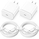 USB C Charger for iPhone 15, 20W 2-Pack USBC Fast Plug Cube with 6FT Cable Cord for iPhone 15/15 Plus/ 15 Pro/ 15 Pro Max, Pad, Samsung, Wall Charging Block Type C Power Adapter TypeC Box Brick