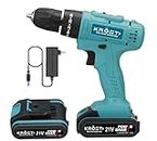 KROST Cordless 21v Screw Driver/Impact Drill with 2 Batteries, Charger Torque 25+1 | 2 Speed Driver