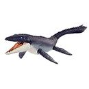 Mattel Jurassic World Mosasaurus defensor del océano Dinosaurio articulado hecho con plástico reciclado, juguete +4 años (HNJ57)
