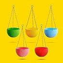Euro Hanging Planters - (7 Inch, Multicolor) | Decorative Hanging Pots for House Plants | Hanging Pots for Home & Balcony Garden | Hooked Hanging Pots for Home Garden (Pack of 3)