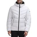 Calvin Klein Men's Hooded Stretch Jacket, White, Medium