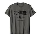 Diseño deportivo deportivo negro vintage de Supreme Louisiana LA Camiseta