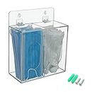Aphbrada Acrylic Disposable Mask and Glove Dispenser Box Holder with Lid, Hairnet & Shoe Cover Dispenser, Bouffant Cap Dispenser, Can Hang on The Wall and Stand on The Table (Clear)