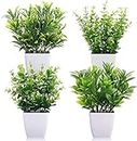 Airbin Set of 4 Artificial Plants Fake Mini Potted Plant Small Greenery Decor for Indoor Home Farmhouse Aesthetic Bedroom Shelf Office Desk Bathroom Decoration