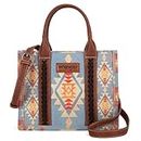 MONTANA WEST Wrangler Tote Bag Western Purses for Women Shoulder Boho Aztec Handbags, Angel Cerulean Blue- M