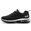 QAUPPE Womens Fashion Lightweight Air Sports Walking Sneakers Breathable Gym Jogging Running Tennis Shoes (Black US 10 B(M)