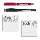 Fresh Outta Fucks Pad and Pen Funny Sticky Notes and Pen Set Office Supplies Novelty Desk Accessory Gifts for Friends Colleagues Boss (Black+Red)