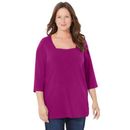 Plus Size Women's Ultra-Soft Square-Neck Tee by Catherines in Berry Pink (Size 2X)