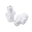 Cable Matters ETL Listed 2-Pack Light Socket to Plug Adapter (Light Socket Outlet/Light Bulb Adapter) with 2X AC Outlets in White
