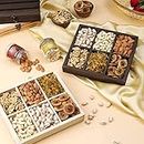 GreenFinity Dry Fruit Combo Wooden Gift Tray | Premium Dried Fruit Combo | Almonds, Cashews, Raisin, Roasted Pistachios, Anjeer, Walnuts - 100g - Pack of 600g (Pack of 1)