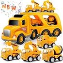 Nicmore Construction Truck Toddler Toys Car: Toys for 2 3 4 Year Old Boy 5 in 1 Carrier Toys for Kids Age 2-3 2-4 3-5 | 18 Months 2 Year Old Boy Christmas Birthday Gifts