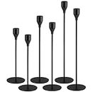 MICOKAY Set of 6 Candle Holders for Taper Candles, Modern Decorative Candlestick Holder for Wedding, Dinning, Party (Black-6)