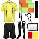 Soccer Referee Kit, 6 Pcs Football Referee Package for Men, Soccer Referee Costume Ref Shirt Linesman Flags, Referee Whistle Soccer Referee Cards Sport Soccer Accessory for Adult Teenager (Medium)