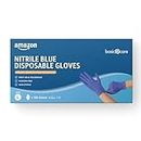 Amazon Basic Care Guanti monouso blu in nitrile, Senza polvere, Taglia L, 100 unità (Precedentemente Marchio Hevea)