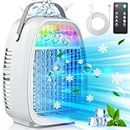 AI Portable Air Conditioners Fan,TYTAB Evaporative Mini Air Conditioner,Portable AC Air Cooler with 4 in 1 Humidifier Fan Conditioner 7 Colors Light, 3 Speed AC Portable for Room Bedroom Office Desk