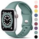 CeMiKa Compatible with Apple Watch Strap 38mm 40mm 41mm, Silicone Sport Band Replacement Straps Compatible with Apple Watch Series 9 8 7 6 5 4 3 2 1 SE/iwatch Strap, 38mm/40mm/41mm-S/M Pinegreen