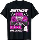keoStore Birthday Girl 4 Years Old Video Game Controller 4th Bday ds034 T-Shirt Black