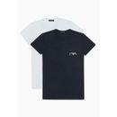 Two-pack Of Loungewear Slim-fit T-shirts With A Bold Monogram Logo - Blue - Emporio Armani T-Shirts